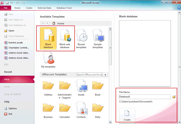 ایجاد Database جدید در Microsoft Access